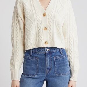 Madewell Cream Cable Knit Cardigan